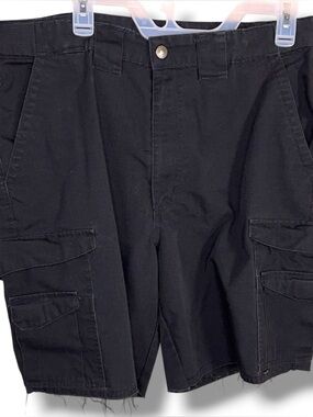 Size 36 Tru Spec Black Cargo Shorts Cutoff Style Punk Goth Pockets Mens